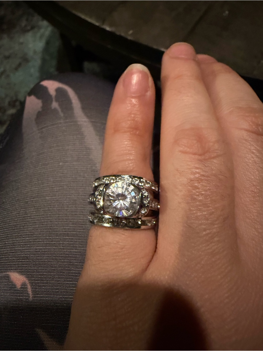 Silver-Tone Clear CZ Solitaire Trio Ring Set - size 5